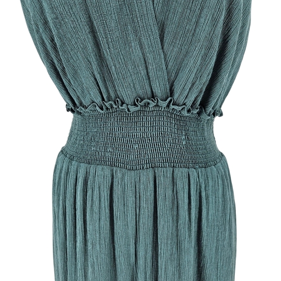 Anthropologie Wide Leg Pants Romper Green Sleeveless VNeck Halter Jumpsuit Large - Picture 4 of 10